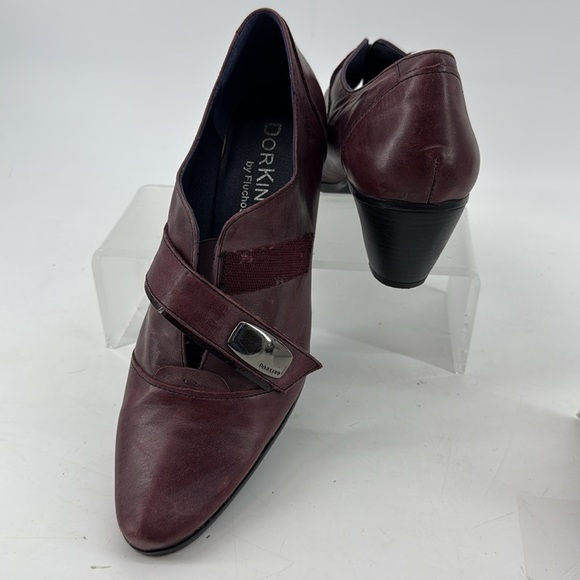 DORKING Women's Burgundy Leather Heeled Shoes - Picture 3 of 6